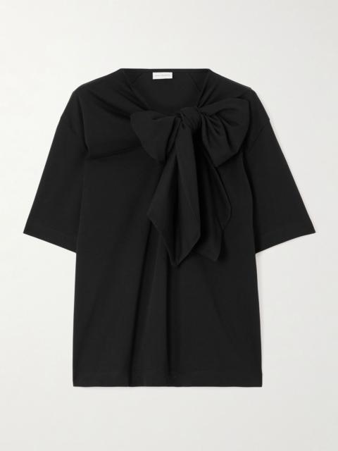 Dries Van Noten Bow-detailed organic cotton-jersey blouse Black