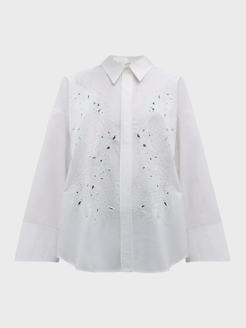 Poplin Power Embroidered Eyelet Blouse