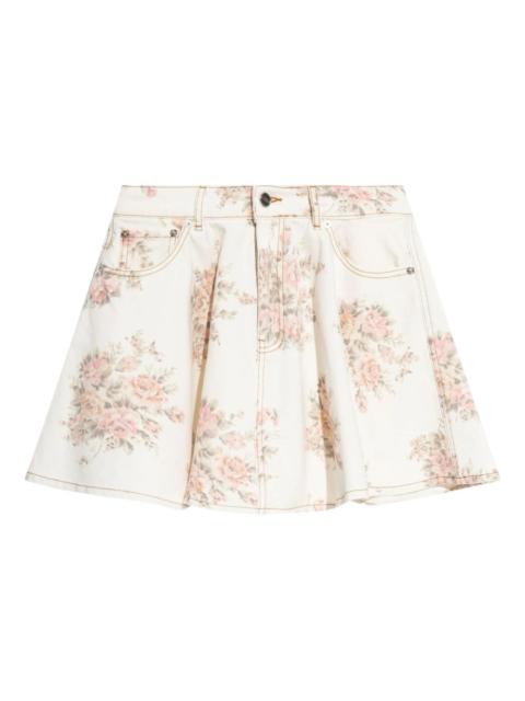 GANNI floral-print mini skirt
