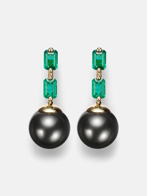 SUZANNE KALAN 18kt gold drop earrings with pearls and emeralds