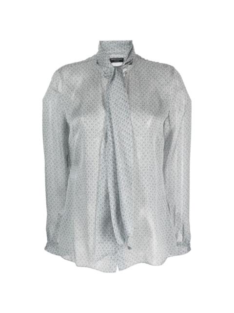 geometric-pattern silk blouse