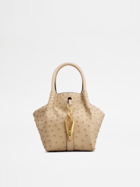 Tod's SATCHEL IN OSTRICH MINI - BEIGE