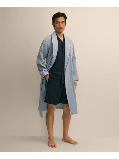 Brooks Brothers Cotton Blend Seersucker Robe