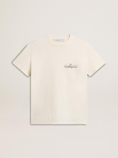 Women’s T-shirt in aged white with logo on the chest