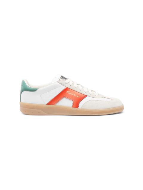 Santoni Women's white, orange and green leather and suede DBS Oly sneaker