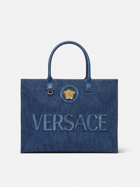 VERSACE La Medusa Denim Large Tote Bag