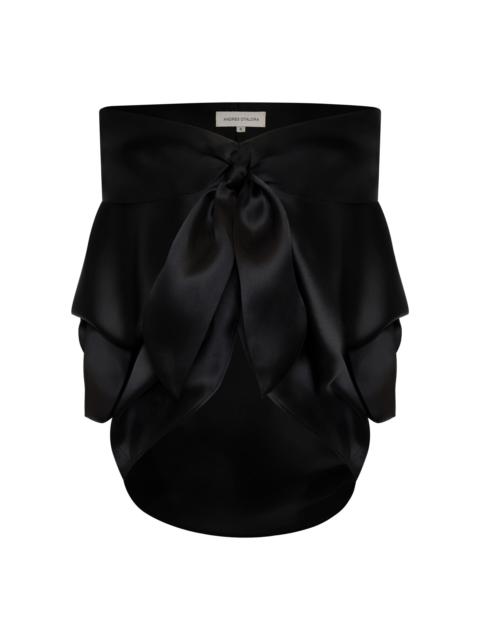 ANDRES OTALORA Lomas Off-The-Shoulder Silk-Organza Blouse black