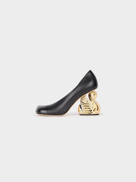 A.W.A.K.E. MODE CHRISTINE COUSIN SHOES WITH SWAN HEEL BLACK SILVER GOLD