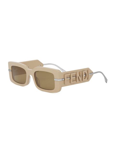 FENDI Fendi Rectangle Full Rim Sunglasses — Beige