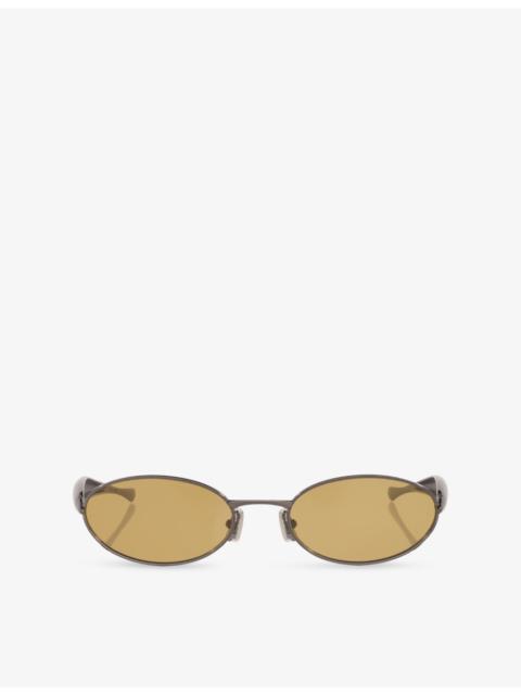 Bottega Veneta BV1386S Sardine Oval-Frame Metal Sunglasses