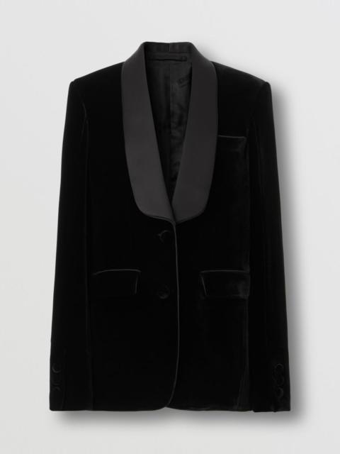 Burberry Silk Satin Trim Velvet Tailored Jacket