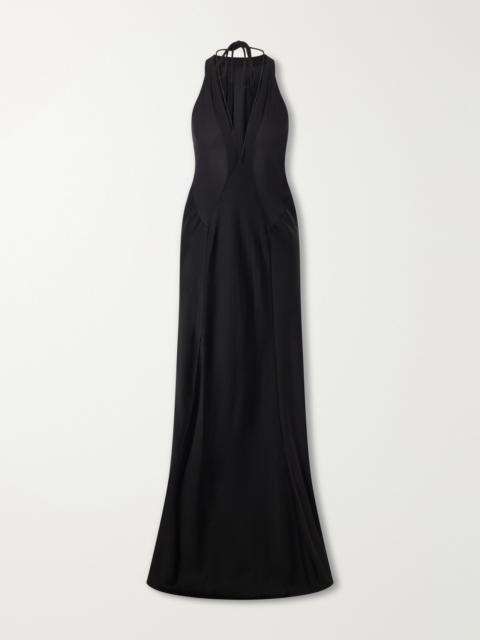 Victoria Beckham Paneled Satin Halterneck Gown
