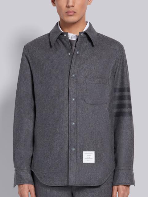 Thom Browne Medium Grey Wool Cashmere Flannel Tonal 4-Bar Shirt Jacket