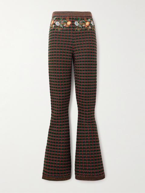 Etro Embroidered Jacquard-knit Bootcut Pants