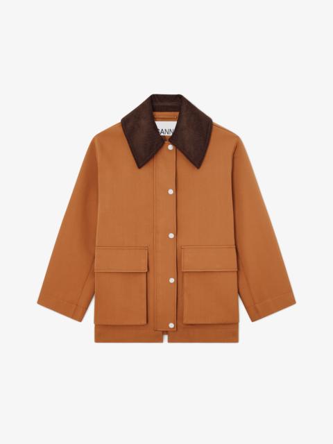 GANNI JACKET IN BROWN TWILL