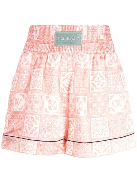 Off-White logo-appliqué high-waist mini shorts