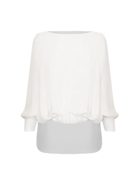 ANDRES OTALORA Lo Sustancial Gathered Silk-Georgette Blouse off-white