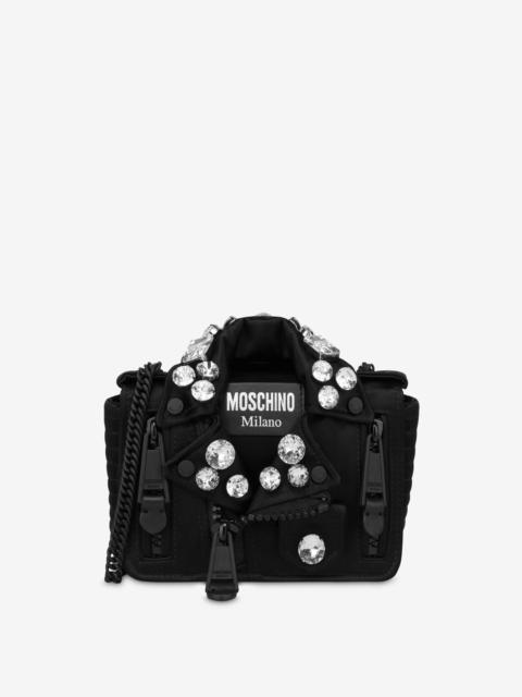 Moschino SMALL MOSCHINO BIKER BAG WITH JEWEL STONES