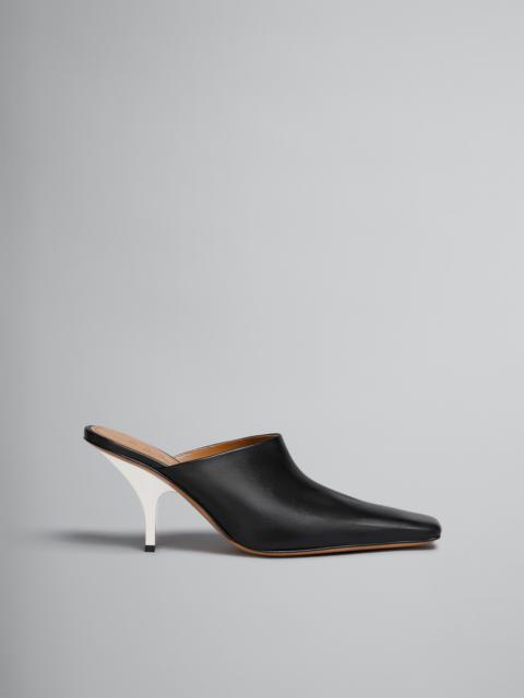 Marni BLACK NAPPA LEATHER HEELED MULE