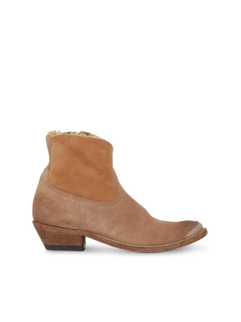 shearling-lined Western ankle boots