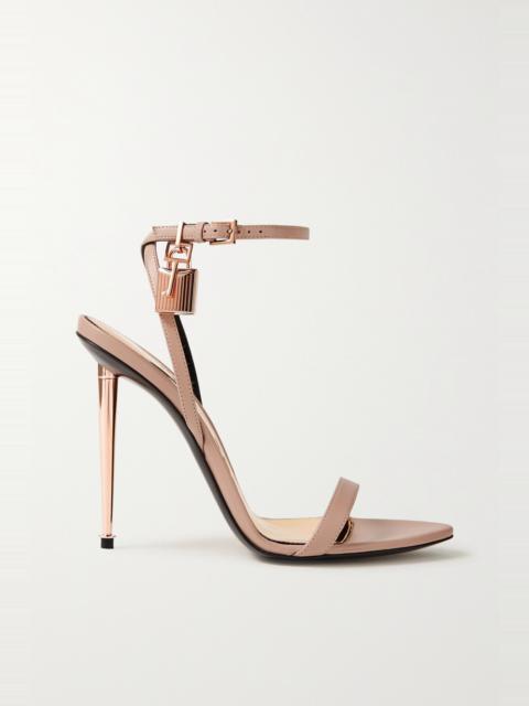 TOM FORD Padlock embellished croc-effect leather sandals