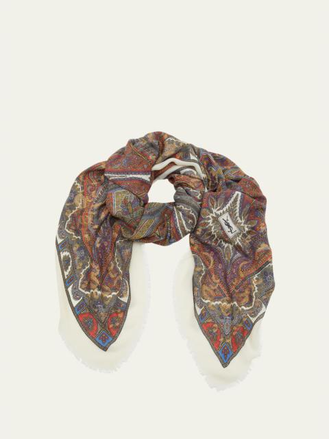 SAINT LAURENT Vintage Paisley Cashmere-Blend Scarf