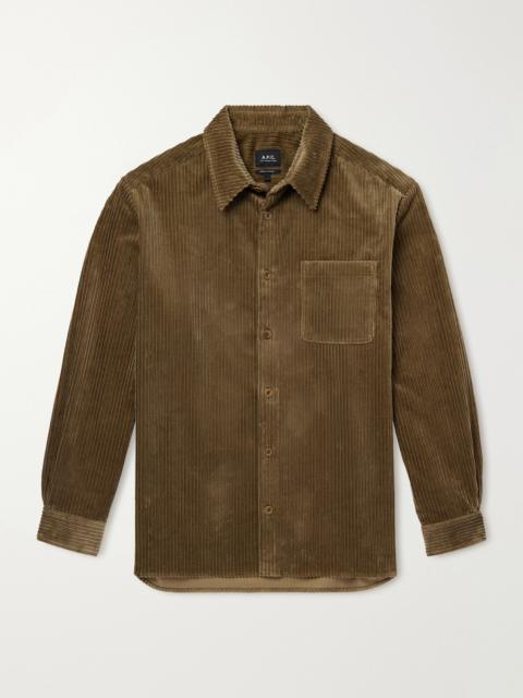 A.P.C. Mateo Logo-Embroidered Cotton-Corduroy Shirt