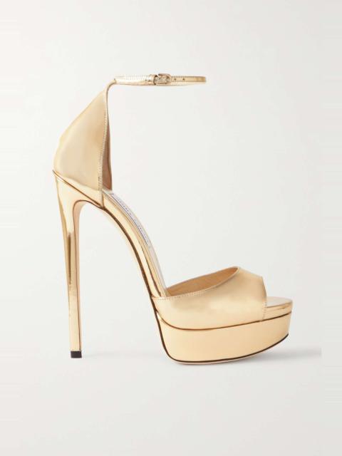 Max 150 metallic leather platform sandals