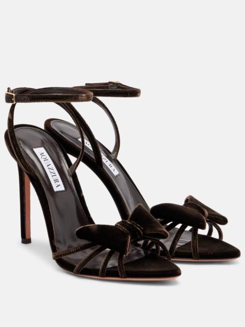 AQUAZZURA Black Tie 105 bow-detail velvet sandals