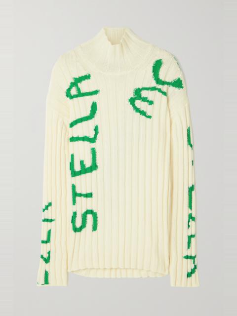 + Ed Curtis ribbed jacquard-knit wool-blend sweater