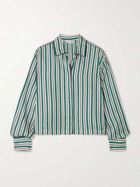 Max Mara Brama striped silk-twill shirt Dark green