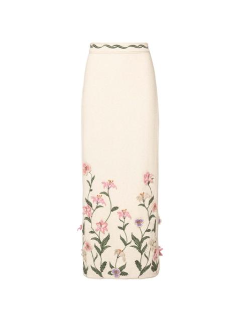 Agua by Agua Bendita Chlorella floral-embroidery skirt