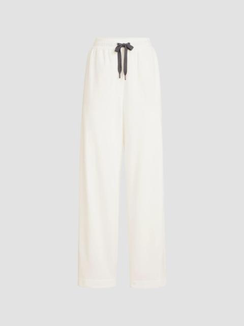 Brunello Cucinelli Women's Techno Cotton Piqué Track Trousers - White