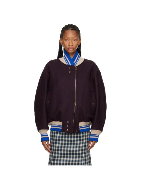 Dries Van Noten Purple Wool Bomber Jacket