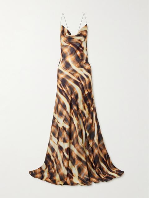 Y/Project Asymmetric Draped Printed Satin Maxi Dress