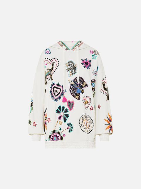 CAMILLA SILK BAND OVERSIZED HOODIE WITH POCKETS