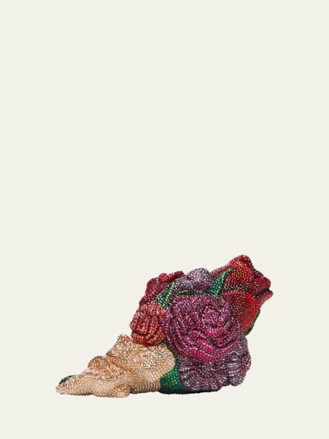 JUDITH LEIBER Corsage Roses Clutch Bag with Chain Strap