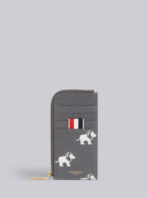 Thom Browne Dark Grey Pebbled Calfskin Lion Print Half-zip Wallet