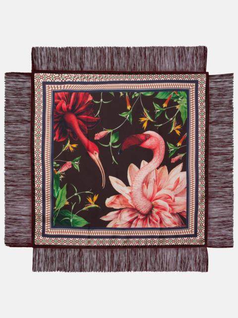 La DoubleJ Fringed printed silk twill scarf