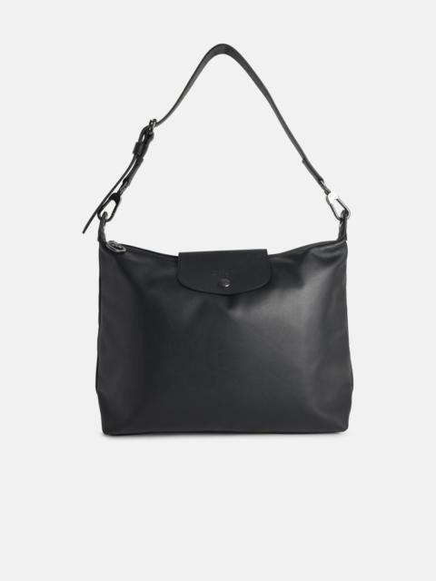 Longchamp 'M LE PLIAGE XTRA' BLACK LEATHER HOBO BAG