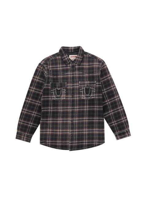 Supreme Supreme True Religion Quilted Lined Plaid Flannel Shirt Brown