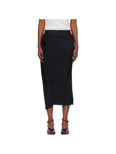 ISSEY MIYAKE Black Soft Fold Pleats Midi Skirt