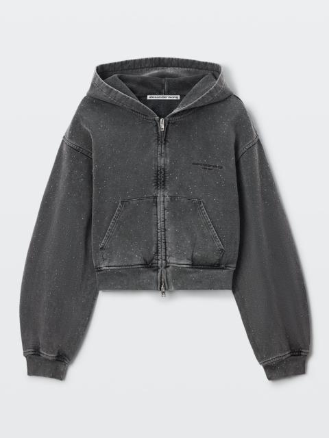Alexander Wang CRYSTAL HOTFIX ZIP UP HOODIE