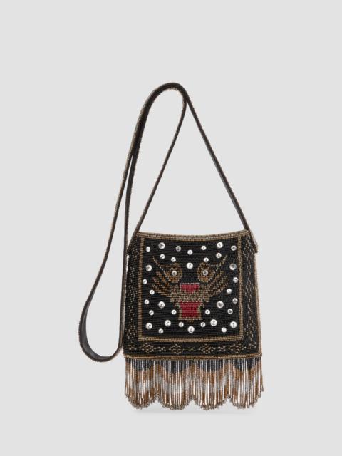 Valentino Women's Nellcote Small Embroidered Shoulder Bag with Fringes - Black