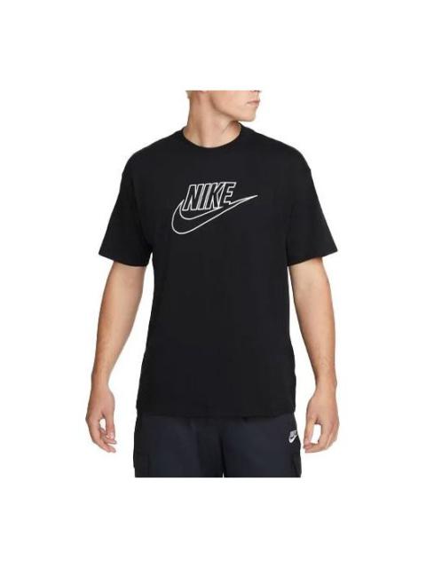 Nike Men's Nike Logo Printing Loose Round Neck Pullover Short Sleeve Black T-Shirt DR7826-010