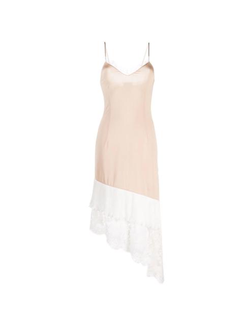 lace-panelled asymmetric slip dress