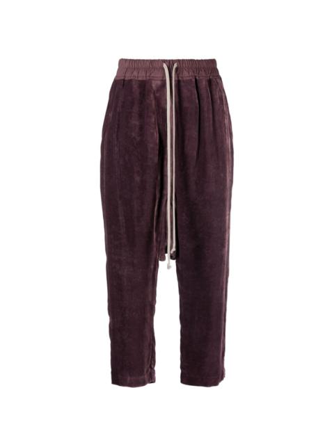 drop-crotch velour cropped trousers