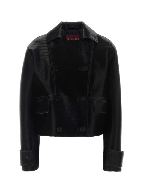 GUCCI Gucci Cropped Lamb Leather Jacket — Black
