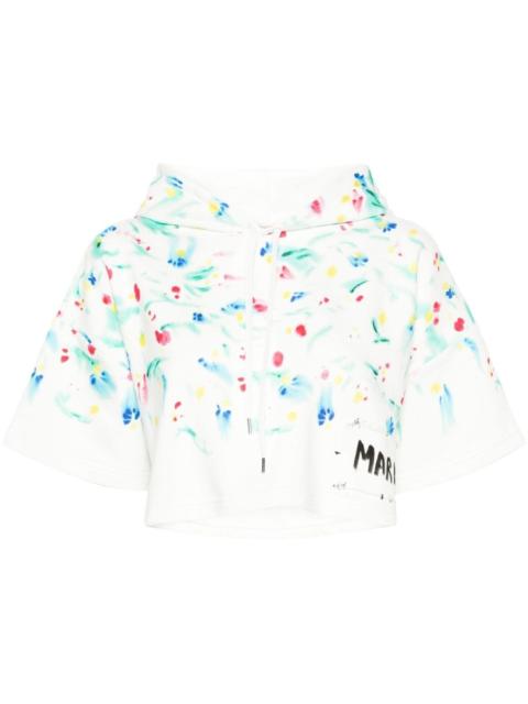 Marni floral-print cotton hoodie