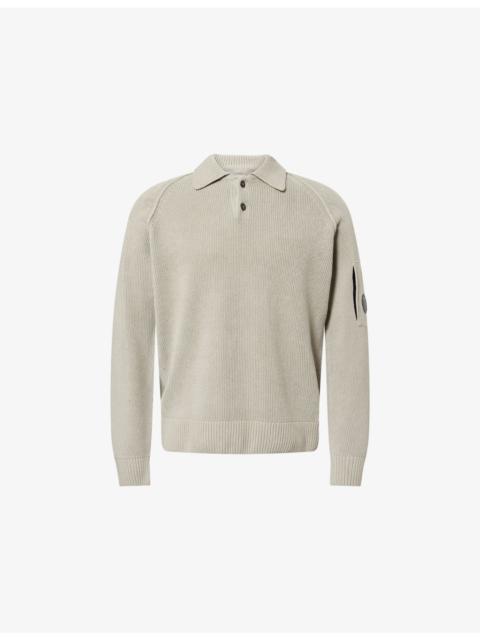 C.P. Company Brand-Lens Ribbed Cotton Polo Jumper